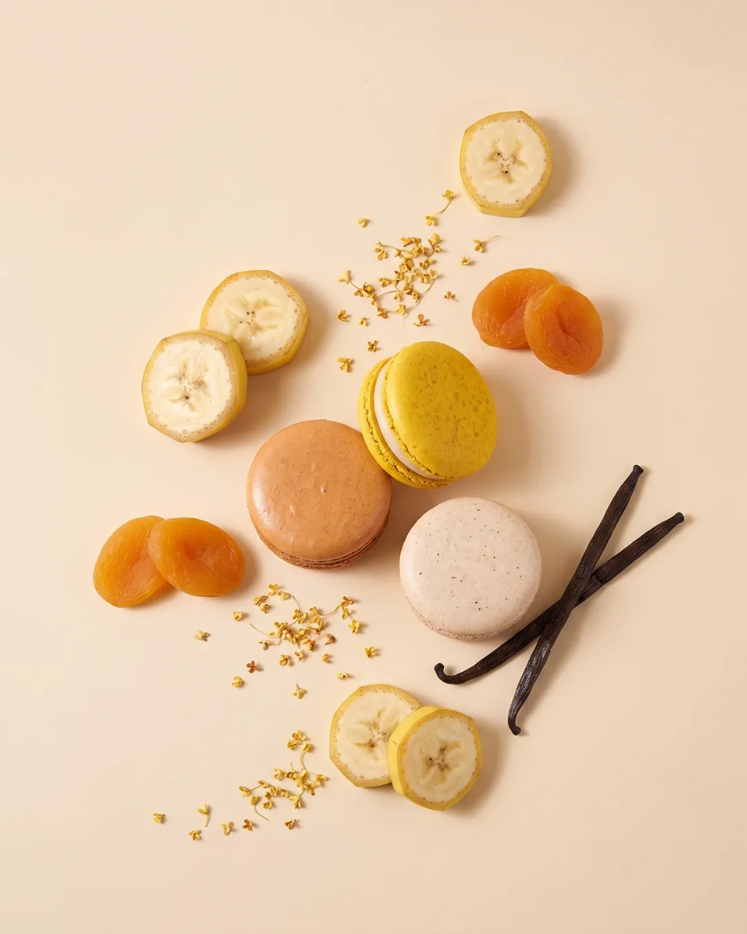 Macarons mix flavors AI product visual