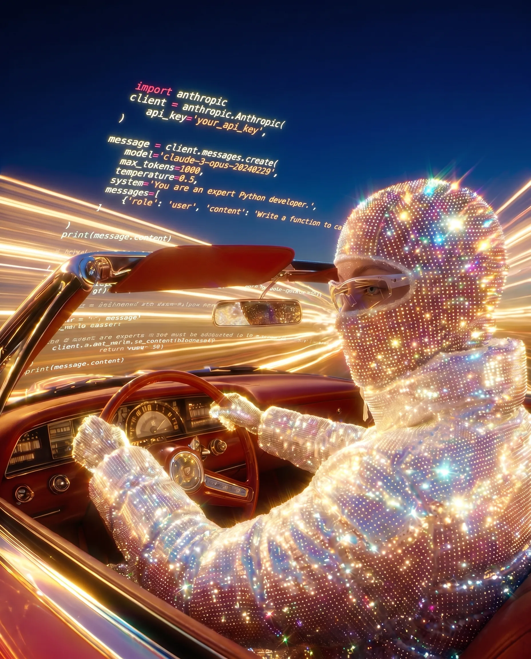 AI content producer driving concept