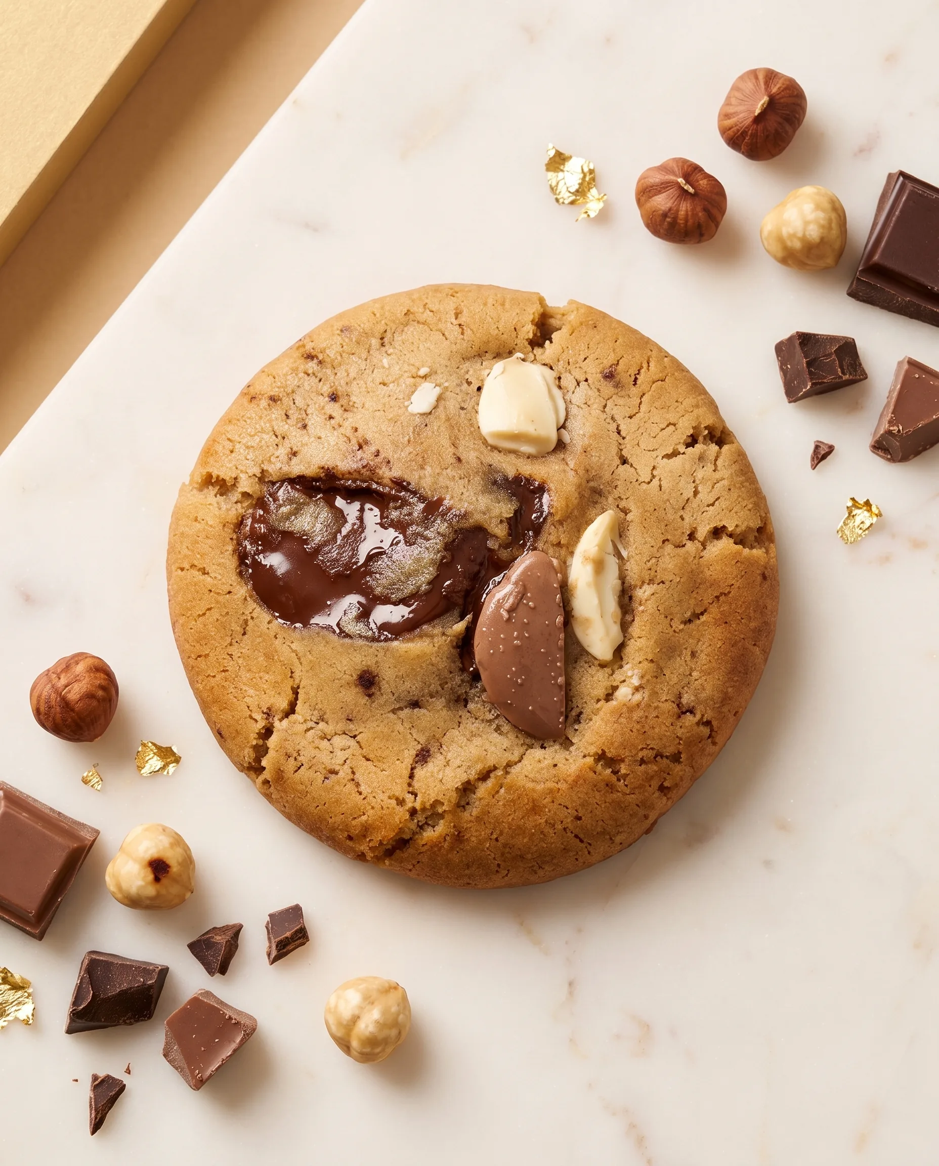 Chocolate hazelnut cookie product photography
