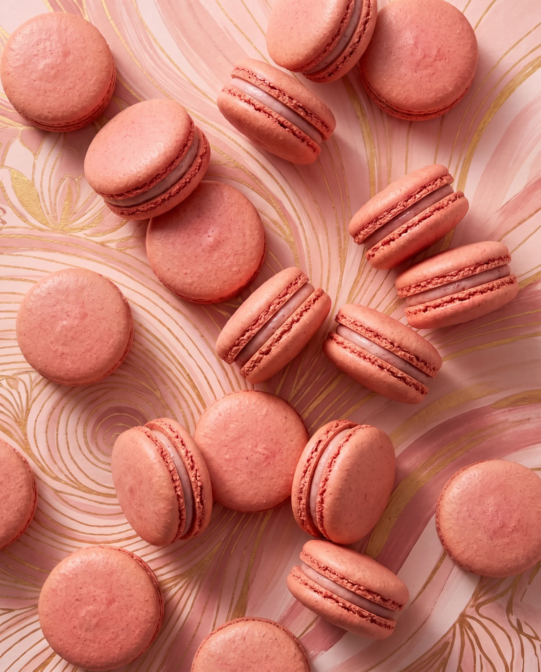 Pink macarons food photography