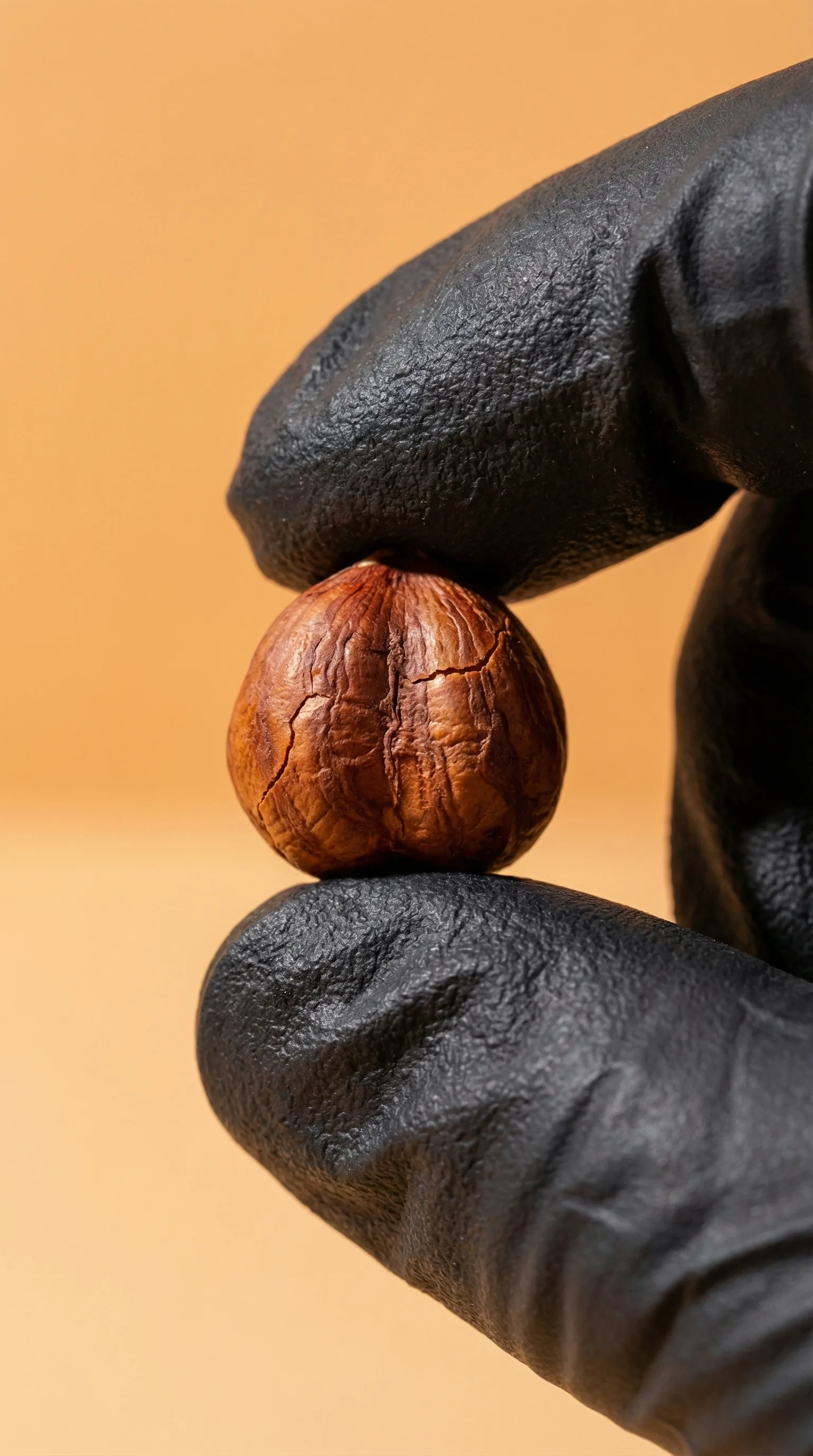 AI food styling concept with black stone forms and a hazelnut centre
